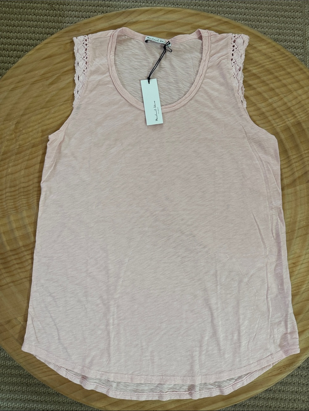 Michael Stars Lace-Trim Scoop Neck Tank - Light Pink